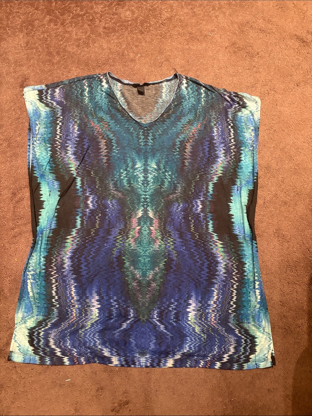 Vibrant Blue & Teal Abstract Print cover up